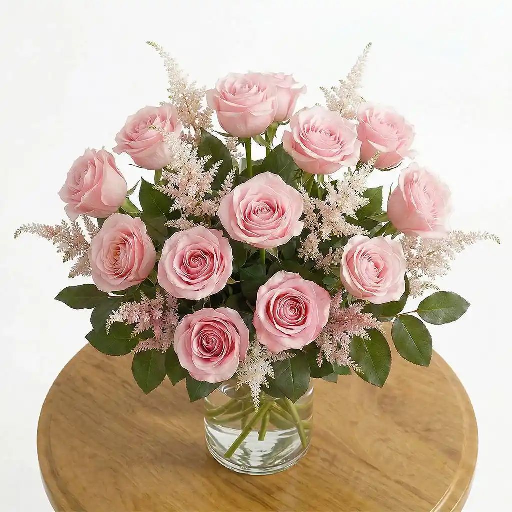12 Pink Roses