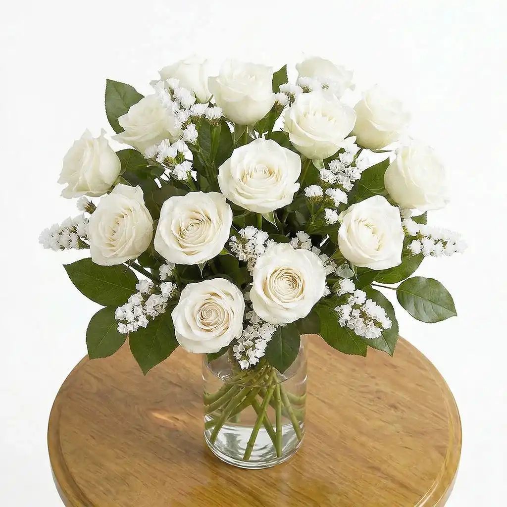 12 White Roses