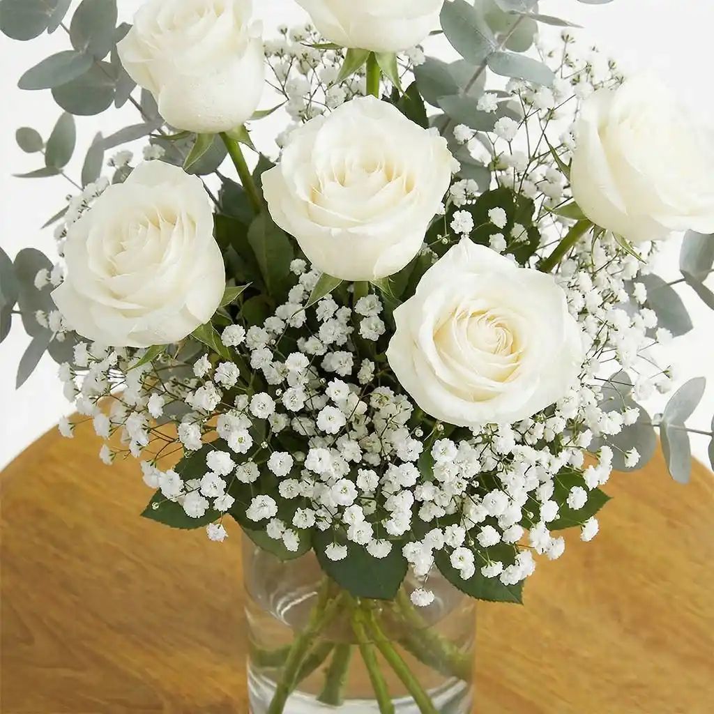 6 White Roses