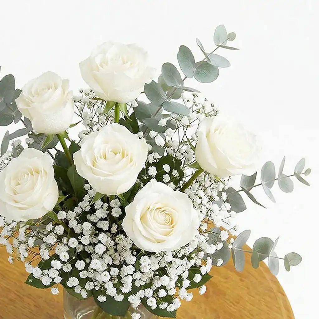 6 White Roses